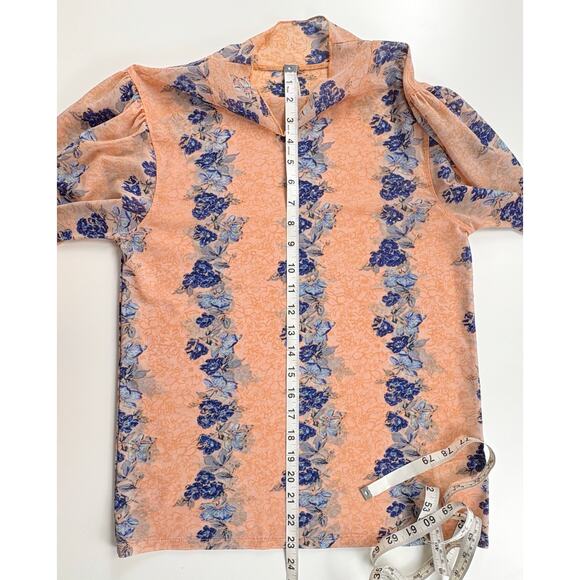 Free People Amber Sheer Floral Long Sleeve Top Size Large - Picture 11 of 12